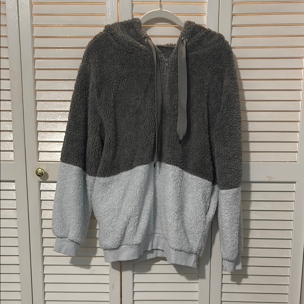 Women’s Two-Tone Gray Hoodie Sweater